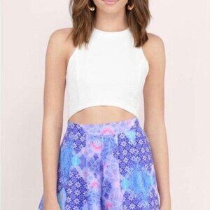 Tobi Purple Blue Floral Printed Flowy Shorts